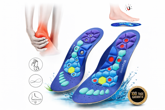 Waschbare magnetische Akupressur-Einlegesohlen von Wellini mit kleinen Magneten für Fußmassage und Komfort.